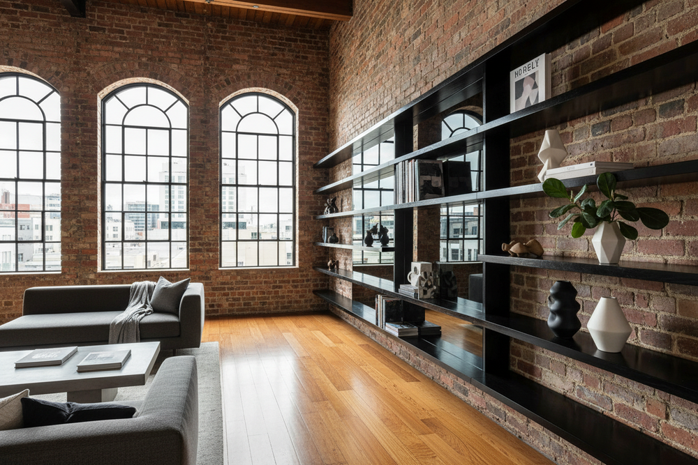 Please make the timber for the shelves black stained. 