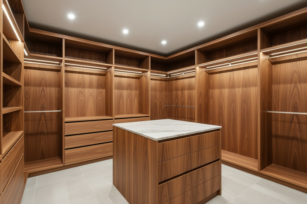 Please remove the clothes and all other items from the wardrobes, and don't change anything else. 